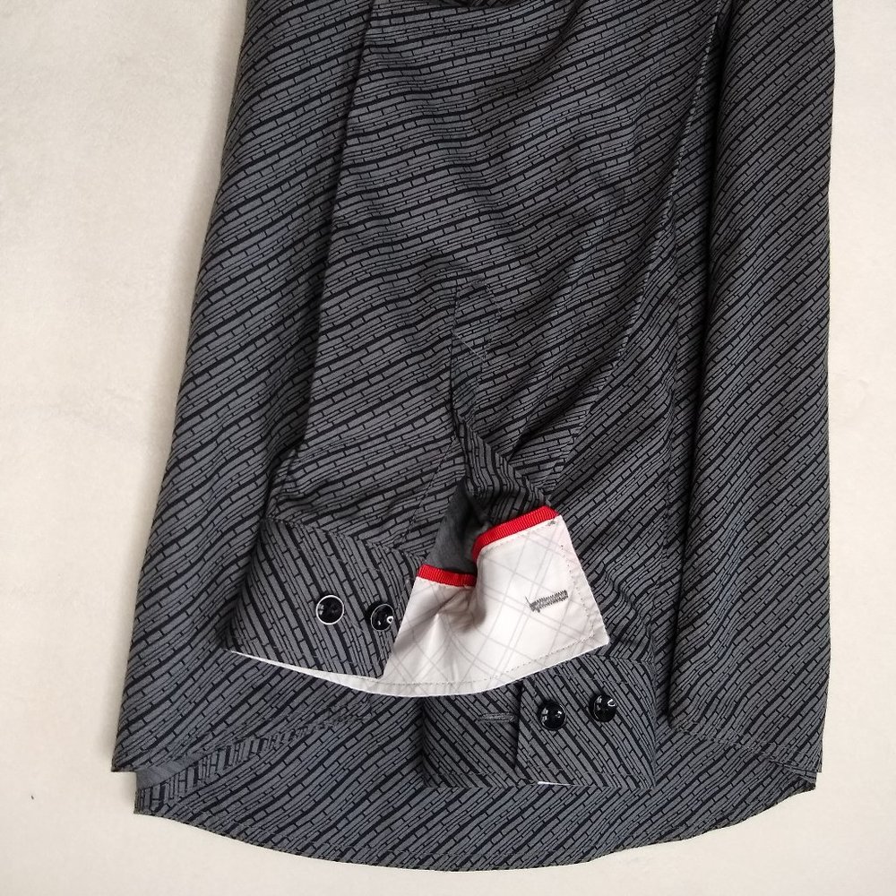 NWOT Grey Black Patterned Button Down Dress Shirt - Picture 7 of 10
